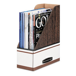 Bankers Box® Corrugated Cardboard Magazine File, 4 x 9 x 11.5, Wood Grain