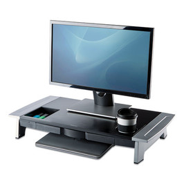 Fellowes® Office Suites Premium Monitor Riser, 27" x 14" x 4" to 6.5", Black/Silver