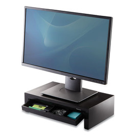 Fellowes Designer Suites Monitor Riser, For 21" Monitors, 16" x 9.38" x 4.38" to 6", Black Pearl, Supports 40 lbs