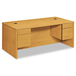 HON® 10500 Series Double Pedestal Desk, 72" x 36" x 29.5", Harvest, 1 Each/Carton