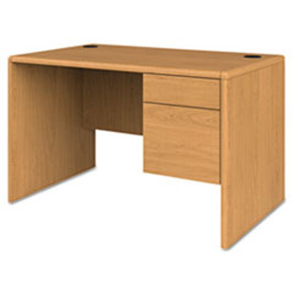 HON® 10700 Series Single Pedestal Desk With Three-Quarter Height Right Pedestal, 48" x 30" x 29.5", Harvest, 1 Each/Carton