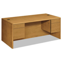 HON® 10700 Series Double Pedestal Desk With Three-Quarter Height Pedestals, 72" x 36" x 29.5", Harvest, 1 Each/Carton
