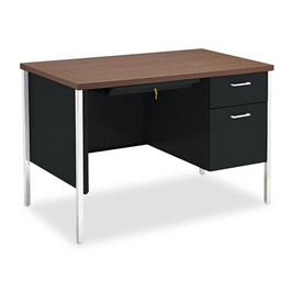 HON® 34000 Series Right Pedestal Desk, 45.25" x 24" x 29.5", Mocha/Black, 1 Each/Carton