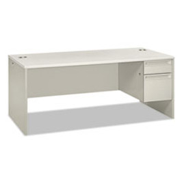 HON® 38000 Series Right Pedestal Desk, 72" x 36" x 30", Light Gray/Silver, 1 Each/Carton