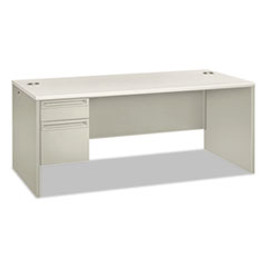 HON® 38000 Series Left Pedestal Desk, 72" x 36" x 30", Light Gray/Silver, 1 Each/Carton