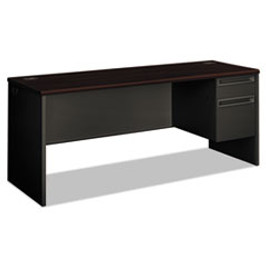 HON® 38000 Series Right Pedestal Credenza, 72w x 24d x 29.5h, Mahogany/Charcoal, 1 Each/Carton