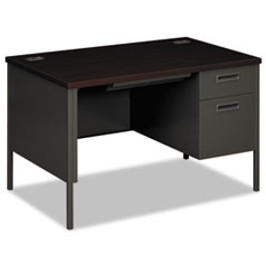 HON® Metro Classic Series Right Pedestal Desk, 48" x 30" x 29.5", Mahogany/Charcoal, 1 Each/Carton