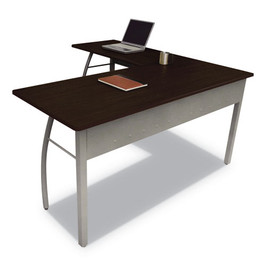 Linea Italia® Trento Line L-Shaped Desk, 59.13" x 59.13" x 29.5", Mocha/Gray, 1 Each/Carton