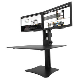 Victor® High Rise Dual Monitor Standing Desk Workstation, 28" x 23" x 10.5" to 15.5", Black, 1 Each/Carton