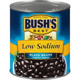 Bush s Best Low Sodium Fancy Brine Black Beans, 108 Ounce - 6 Per Case