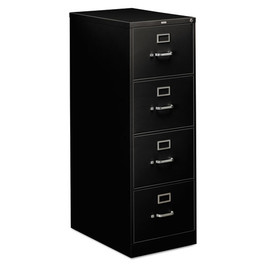 310 Series Vertical File, 4 Legal-size File Drawers, Black, 18.25" X 26.5" X 52"