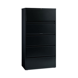 Lateral File Cabinet, 5 Letter/legal/a4-size File Drawers, Black, 30 X 18.62 X 67.62 - HID14992