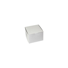 Boxit Lock Corner One Piece White Bakery Box, 5.5  x 5.5  x 4 , 250 Per Case