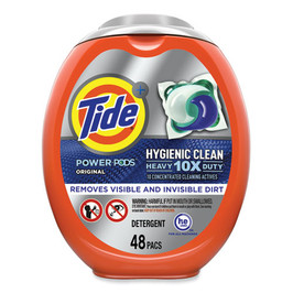 Tide Hygienic Clean Heavy 10x Duty Power Pods, Original Scent, 81 Oz Tub, 48 Pods/Tub, 4 Tubs/Case