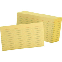 Ruled Color Index Cards, 3" x 5", Canary, 100 Per Pack (7321 CAN)