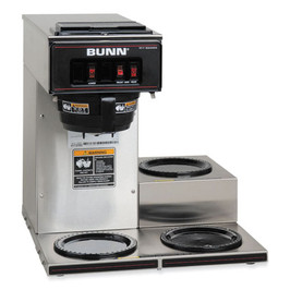 BUNN VP17-3, 12-Cup Pour-over Coffee Maker With Three Warmers, Stainless Steel/Black
