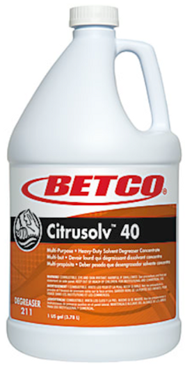Betco Citrusolv 40 Heavy-Duty Degreaser Citrus Scent, 1 Gallon, 4 Per Case