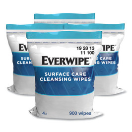 Everwipe Cleaning And Deodorizing Wipes, 1-ply, 8 X 6, Lemon, White, 900/bag, 4 Bags/carton