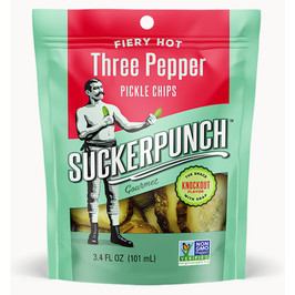 Suckerpunch Gourmet 3 Pepper Fire Pickle Chip, 3.4 Ounce, 12 Per Case