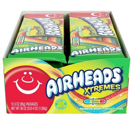 Airheads Rainbow Berry Belt Xtremes, 3 Ounces, 12 Per Box, 12 Per Case