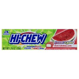 Hi Chew Sweet and Sour Watermelon Chewy Candy,  1.76 Ounce, 15 Per Box, 12 Per Case