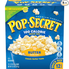 Pop Secret Microwave Popcorn, 100 Calorie Butter Flavor, Snack Bags, 13.4 Ounce, 4 Per Case