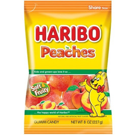Haribo Confectionery Peaches Gummy Candy, 8 Ounce, 10 Per Case