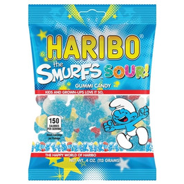 Haribo Confectionery Smurfs Sour Gummy Candy, 4 Ounce, 12 Per Case
