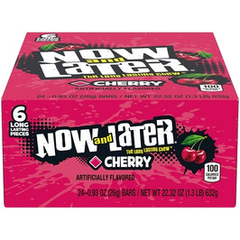 Now and Later Cherry Long Lasting Chew Candy, 0.93 Ounce, 12 Per Case