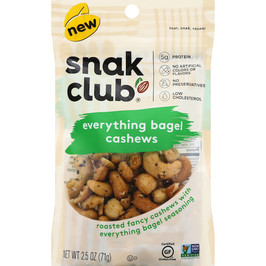 Snak Club Resealable Everything Bagel Cashews, 2.5 Ounces, 6 Per Case