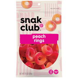 Snak Club Century Snacks Premium Peach Rings, 0.47 Pounds, 6 Per Case