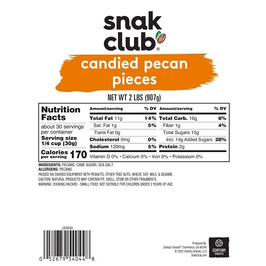 Snak Club Candied Pecan Pieces, 32 Ounce, 3 per case