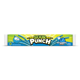 Sour Punch Blue Raspberry Straws, 2 Ounce, 24 Per Box, 12 Per Case