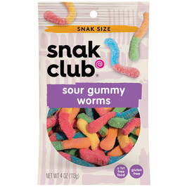 Snak Club Sour Worms, 4 Ounces, 12 Per Case