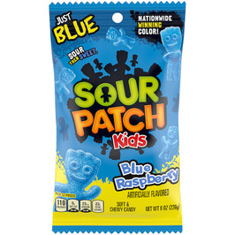 Sour Patch Kids Blue Raspberry Gummy Candy Peg Bag, 8 Ounce, 12 Per Case