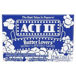 Act II Microwave Popcorn Tray Butter Lovers, 2.75 Ounces, 18 Per Box, 4 Per Case