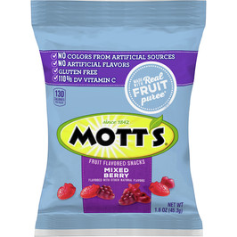 Mott s Mixed Berry Fruit Snacks, 1.6 Ounces, 144 Per Case