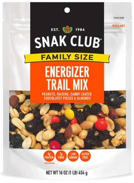 Snak Club Energizer Trail Mix Family Size, 16 Ounce, 6 Per Case