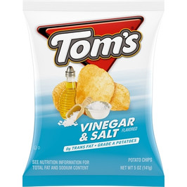 Toms Flat Chips Vinegar Salt, 5 Ounces, 9 Per Case