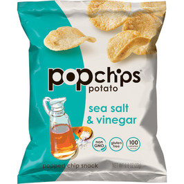 Popchips Sea Salt & Vinegar Popped Potato Chips, 0.8 Ounce, 24 Per Case