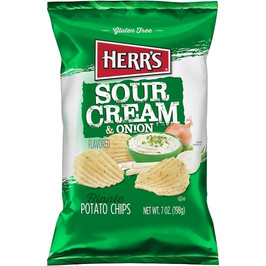 Herr Brands Sour Cream & Onion Chips, 7 Ounce, 12 Per Case