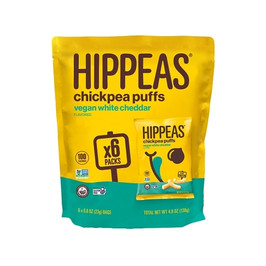 Hippeas Non-Gmo Chickpea Puffs -Vegan White Cheddar, 0.8 Ounce, 6 Per Box, 12 Per Case
