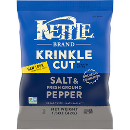 Kettle Foods Potato Chip Salt & Fresh Ground Pepper Krinkle Cut, 1.5 Ounces, 24 Per Case