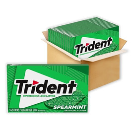 Trident Sugar Free Spearmint Gum, 14 Count, 12 Per Box, 12 Per Case
