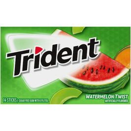 Trident Sugar Free Watermelon Twist Gum, 14 Count, 12 Per Box, 12 Per Case