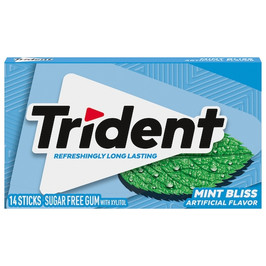 Trident Gluten Free, Sugar Free, Mint Gum, 14 Count, 12 Per Box, 12 Per Case