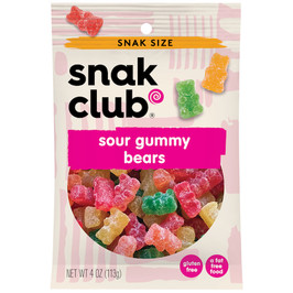 Century Snacks Snak Club Sour Gummy Bears, 4 Ounce, 12 Per Case