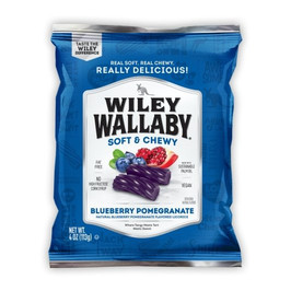 Wiley Wallaby Soft and Chewy Blueberry Pomegranate Licorice, 4 Ounce, 12 Per Case