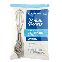 Basic American Foods Potato Pearls Smart Servings Low Sodium Mashed Potatoes, 26.5 Ounces, 12 Per Case