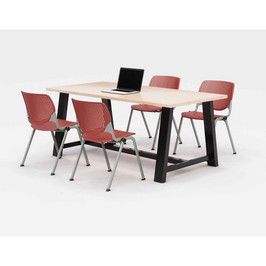 KFI Studios Midtown Dining Table With Four Coral Kool Series Chairs, 36 X 72 X 30, Kensington Maple, Ships In 4-6 Business Days